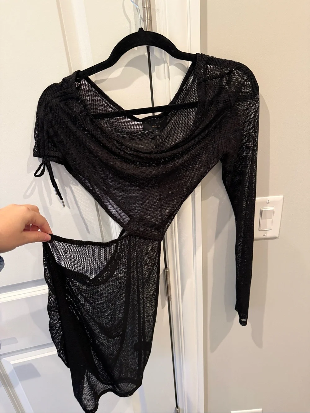 NWT Revolve Michael Costello Sheer Swim Coverup Black